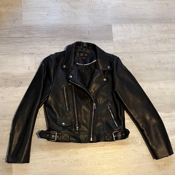 ZARA Black Leather Biker Jacket - Picture 1 of 3